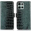 Motorola Moto G75 Crocodile Lompakkomallinen Nahkakotelo kanssa RFID