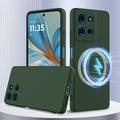 Motorola Moto G75 Nestemäinen Silikoni Suojakuori - MagSafe-yhteensopiva - Tummanvihreä