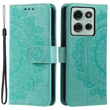 Motorola Moto G75 Mandala Series Lompakkokotelo - Vihreä