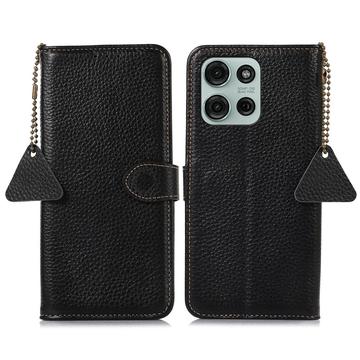 Motorola Moto G75 Lompakkomallinen Nahkakotelo kanssa RFID - Musta