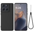 Motorola Moto G77 Power Nestemäinen silikonikotelo käsihihnalla
