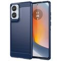 Motorola Moto G85/S50 Neo Harjattu TPU Suojakuori - Hiilikuitu - Sininen