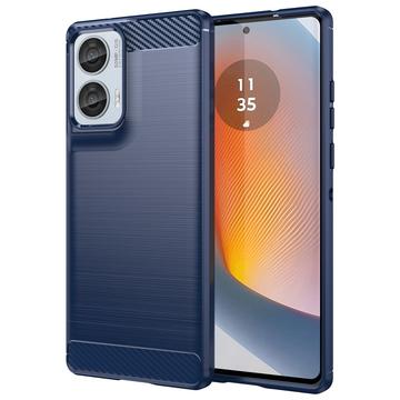 Motorola Moto G85/S50 Neo Harjattu TPU Suojakuori - Hiilikuitu - Sininen