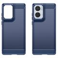 Motorola Moto G85/S50 Neo Harjattu TPU Suojakuori - Hiilikuitu - Sininen