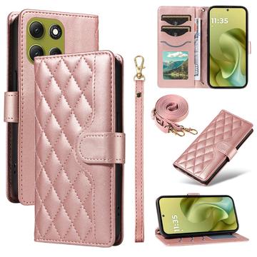 Motorola Moto G86 Luxury tikattu lompakkokotelo - Ruusukulta