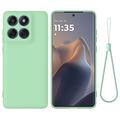 Motorola Moto G67/G77/G87 Nestemäinen silikonikotelo käsihihnalla - Vihreä