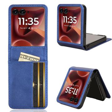 Motorola Razr 60 Ultra FlexCard Carbon Fiber Style Kotelo korttipaikoilla - sininen