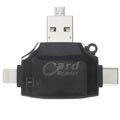 4-in-1 Monikäyttöinen MicroSD/SD kortinlukija - valkoinen