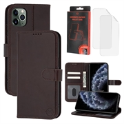 iPhone 11 Pro Max MyTPhone CardMate Nahkainen lompakkokotelo - Tummanruskea