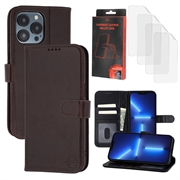 iPhone 13 Pro Max/12 Pro Max MyTPhone CardMate Nahkainen lompakkokotelo - Tummanruskea