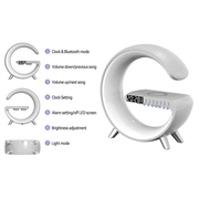 N69 Monitoiminen APP-ohjaus 15W langaton laturi Bluetooth-kaiutin kello tunnelmavalo, EU-pistoke - valkoinen