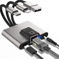 NK-1056S 3-in-1 Ethernet-sovitin - USB-C, USB-A ja Lightning - 10cm