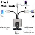 NK-1056S 3-in-1 Ethernet-sovitin - USB-C, USB-A ja Lightning - 10cm