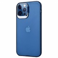 iPhone 12/12 Pro Hybridikotelo piilotetulla potkukiinnikkeellä - sininen / läpinäkyvä