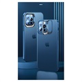 iPhone 12/12 Pro Hybridikotelo piilotetulla potkukiinnikkeellä - sininen / läpinäkyvä