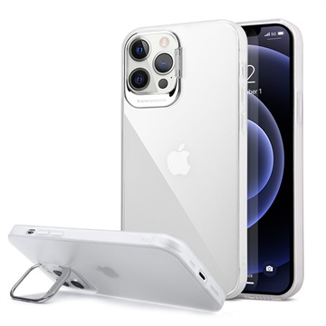 iPhone 12/12 Pro Hybridikotelo piilotetulla potkukiinnikkeellä - Valkoinen / läpinäkyvä