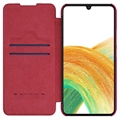 Nillkin Qin Samsung Galaxy A34 5G Lompakkokotelo Korttipidikkeellä - Punainen