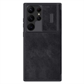 Nillkin Qin Pro Sarja Samsung Galaxy S23 Ultra 5G Lompakkokotelo - Musta