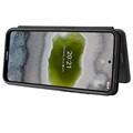 Nokia X10/X20 Flip Lompakkokotelo - Hiilikuitu - Musta