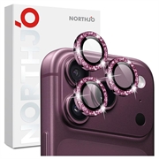 iPhone 18 Pro/18 Pro Max Northjo Glitter -kameran linssinsuoja - viininpunainen