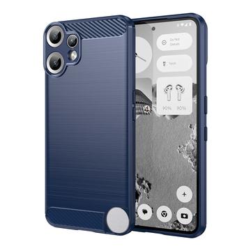 Nothing CMF Phone 2 Pro Harjattu TPU Suojakuori - Hiilikuitu - sininen