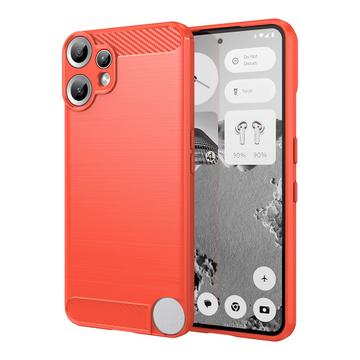 Nothing CMF Phone 2 Pro Harjattu TPU Suojakuori - Hiilikuitu - punainen