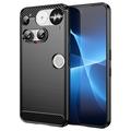 Nothing Phone (3) Harjattu TPU Suojakuori - Hiilikuitu - Musta