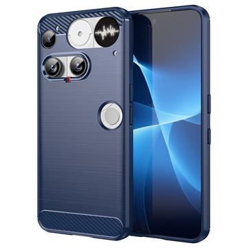 Nothing Phone (3) Harjattu TPU Suojakuori - Hiilikuitu - sininen