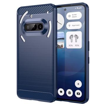 Nothing Phone (3a) Harjattu TPU Suojakuori - Hiilikuitu - Sininen