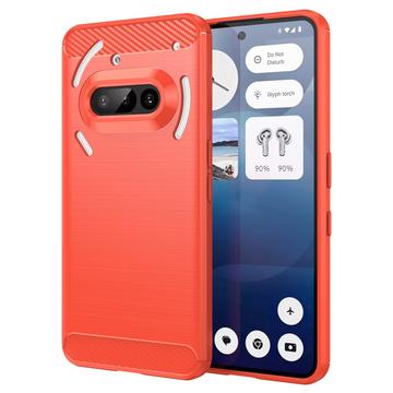Nothing Phone (3a) Harjattu TPU Suojakuori - Hiilikuitu - Punainen