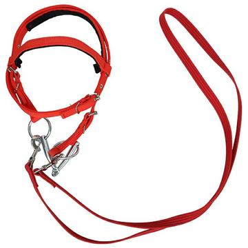 Nylon ratsastusteline johtoköydellä - 1.3m - punainen