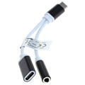 OTB 2-in-1 USB-C / 3.5mm Lataus- & Ääniadapteri - Valkoinen