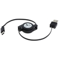OTB USB-A 2.0 / USB-C Rullaava Datakaapeli - 70cm - Musta