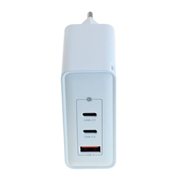 OTB USB GaN -laturi 100W - 2x USB-C & 1x USB-A, nopea lataus Power Delivery -virtalähetyksellä - Valkoinen