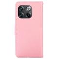 OnePlus 10T/Ace Pro Lompakkokotelo Magneettisella Sulkimella - Pinkki