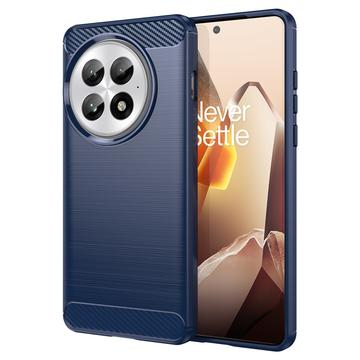 OnePlus 13 Harjattu TPU Suojakuori - Hiilikuitu - Sininen