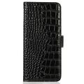 OnePlus 13 Crocodile Lompakkomallinen Nahkakotelo kanssa RFID - Musta