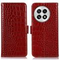 OnePlus 13 Crocodile Lompakkomallinen Nahkakotelo kanssa RFID