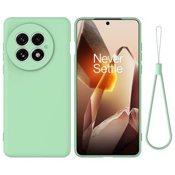OnePlus 13 Nestemäinen silikonikotelo käsihihnalla - vihreä
