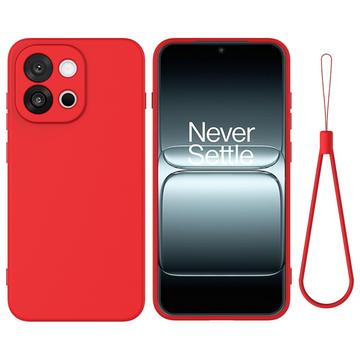 OnePlus 13T Nestemäinen silikonikotelo käsihihnalla - punainen