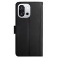 OnePlus 13T Nahkainen Lompakkokotelo Jalustalla - Musta