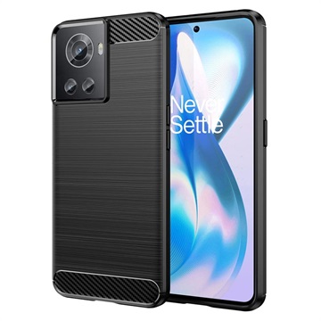 OnePlus Ace/10R Harjattu TPU Suojakuori - Hiilikuitu - Musta