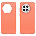OnePlus Ace 5/5 Pro/13R Harjattu TPU Suojakuori - Hiilikuitu - Punainen