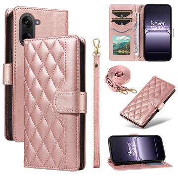 OnePlus Ace 5 Racing/Nord CE5 Luxury tikattu lompakkokotelo - Ruusukulta