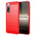 OnePlus Ace 5 Ultra/Nord 5 Harjattu TPU Suojakuori - Hiilikuitu - punainen