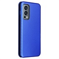 OnePlus Nord 2 5G Lompakkokotelo - Hiilikuitu - Sininen