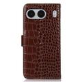 OnePlus Nord 4 Crocodile Lompakkomallinen Nahkakotelo kanssa RFID - Ruskea
