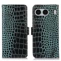 OnePlus Nord 4 Crocodile Lompakkomallinen Nahkakotelo kanssa RFID - Vihreä