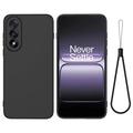 OnePlus Nord 5 Nestemäinen silikonikotelo käsihihnalla - Musta