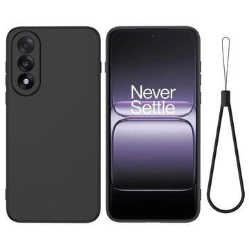OnePlus Nord 5 Nestemäinen silikonikotelo käsihihnalla - Musta